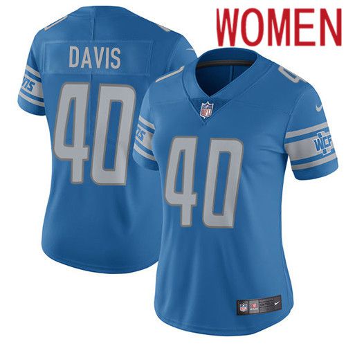 Women Detroit Lions #40 Jarrad Davis Nike Blue Vapor Limited NFL Jersey